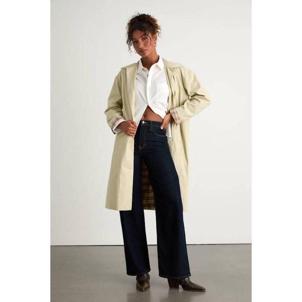 Lulus Cazzie Beige Twill Button-front Collared Trench Coat - Size M